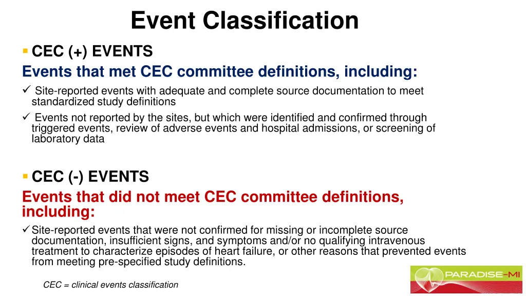 event classification cec events events that