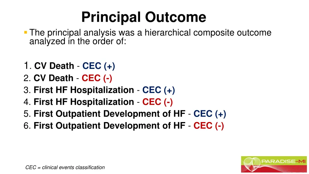 principal outcome the principal analysis