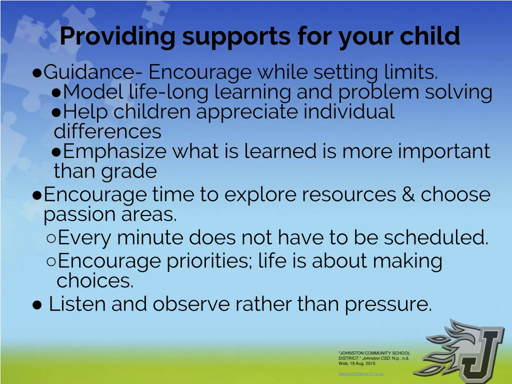 providing supports for your child guidance