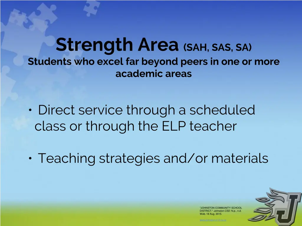 strength area sah sas sa students who excel