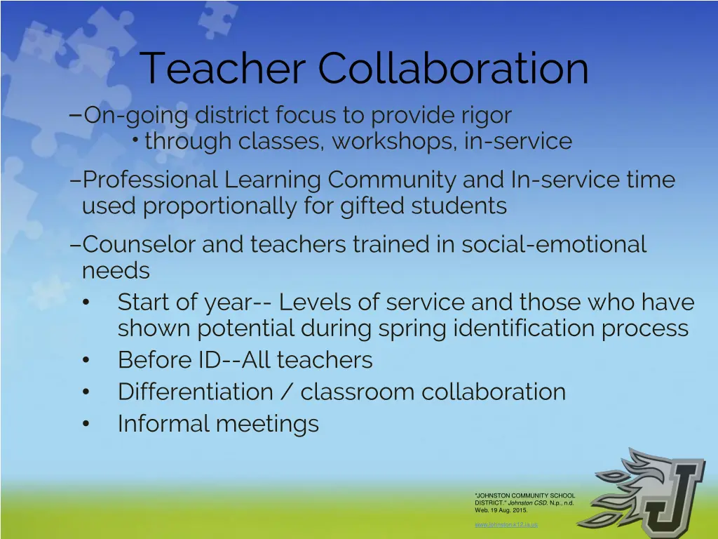 teacher collaboration on going district focus