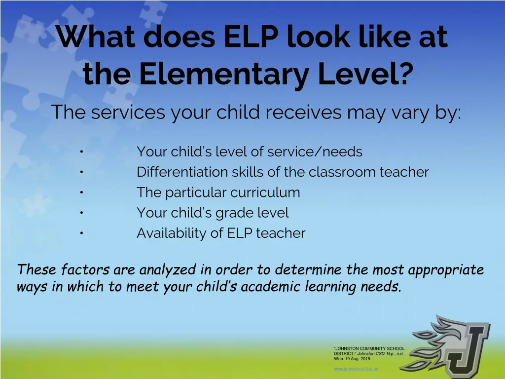 what does elp look like at the elementary level