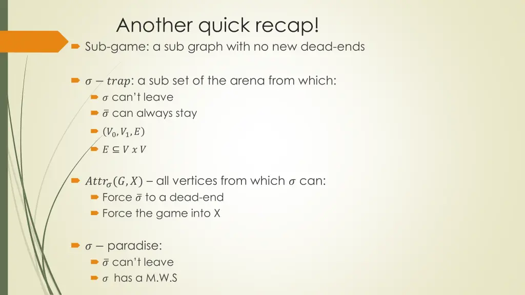 another quick recap sub game a sub graph with