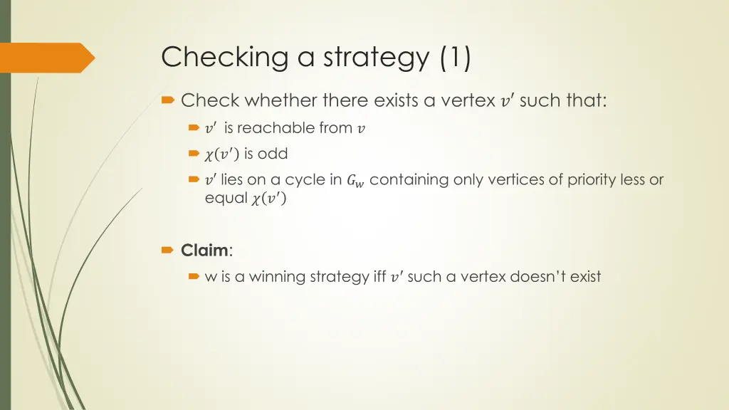 checking a strategy 1