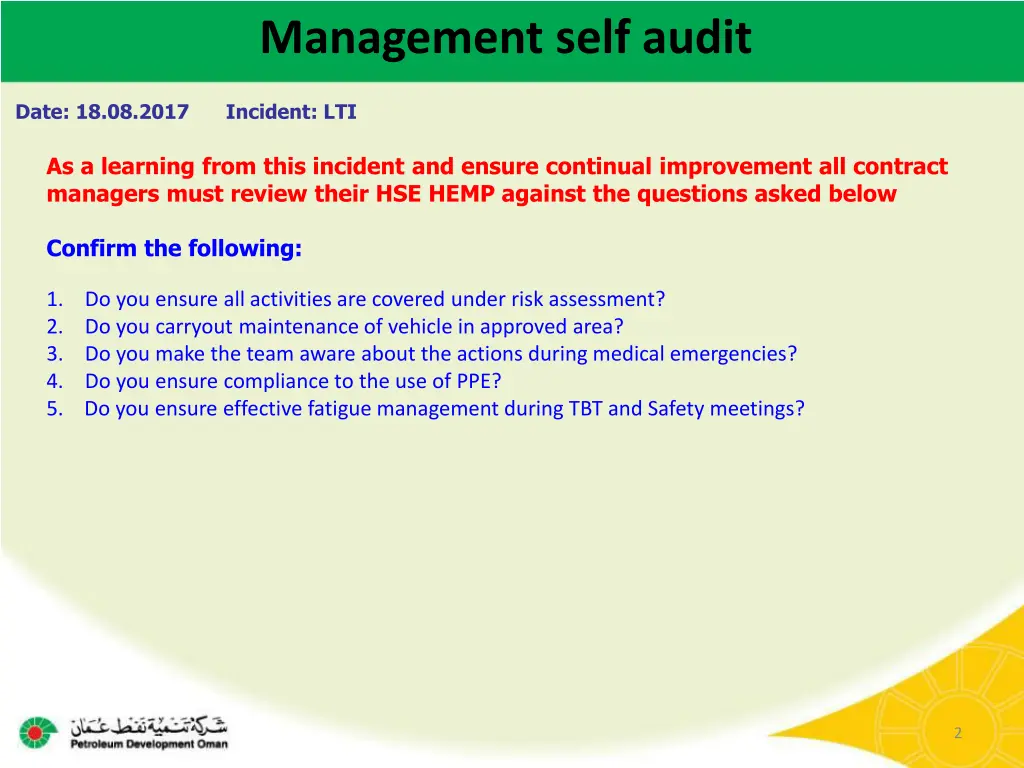 management self audit