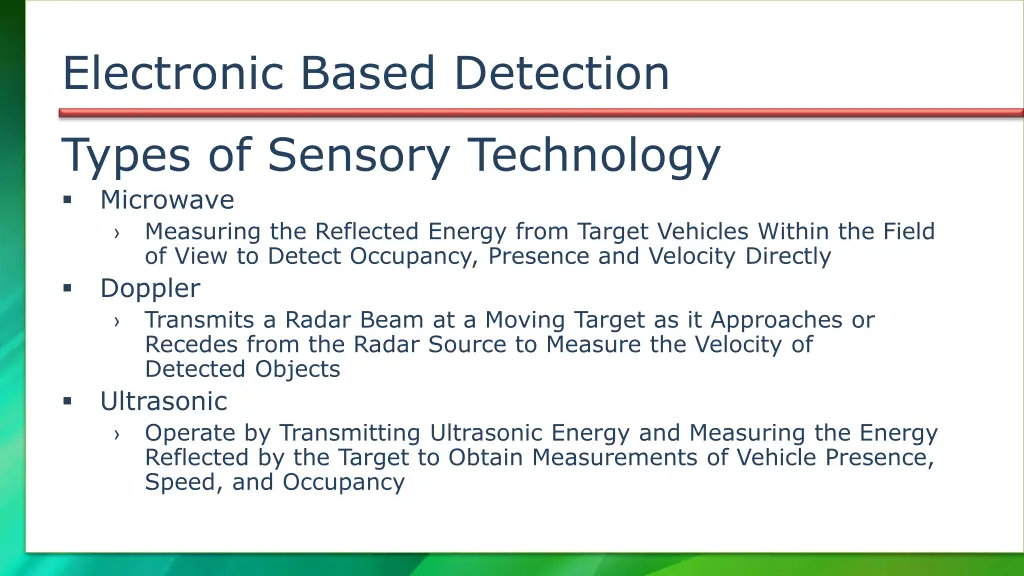 electronic based detection