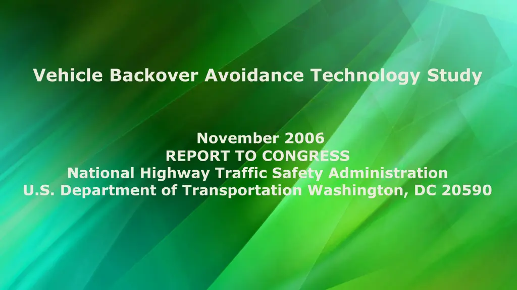 vehicle backover avoidance technology study