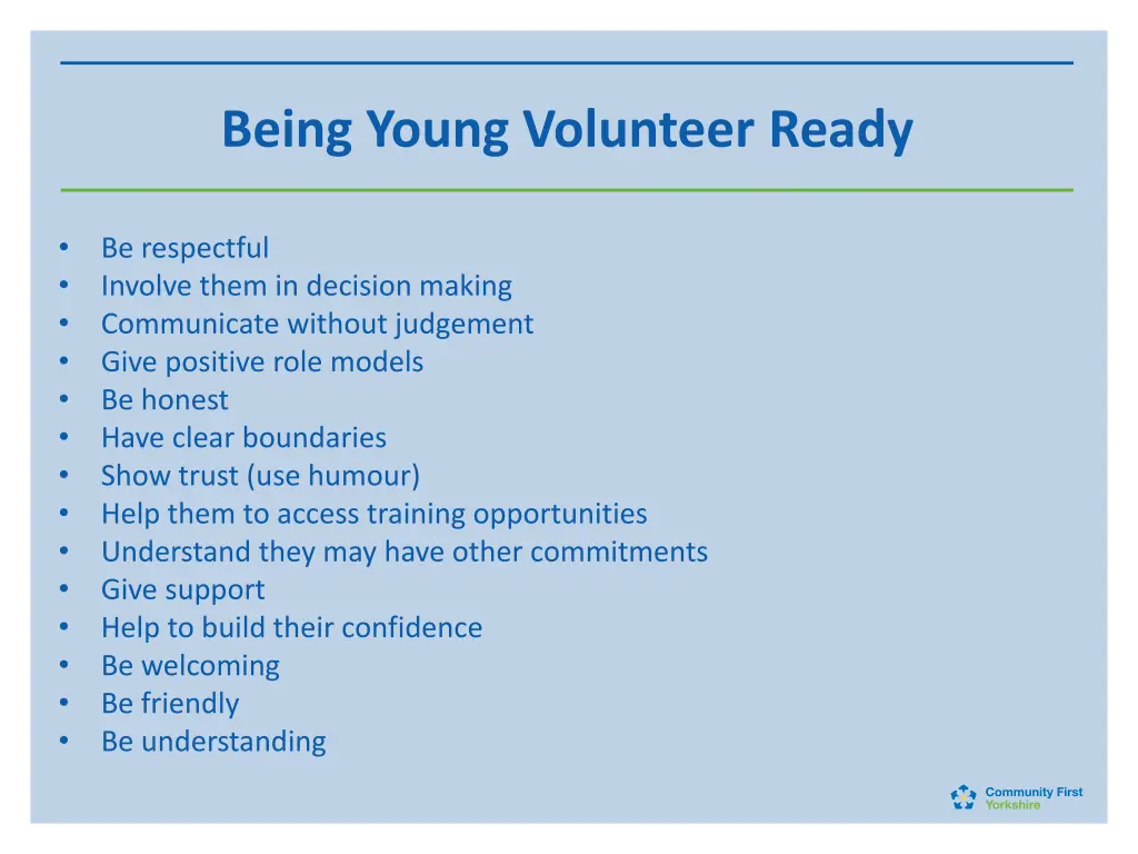 being young volunteer ready