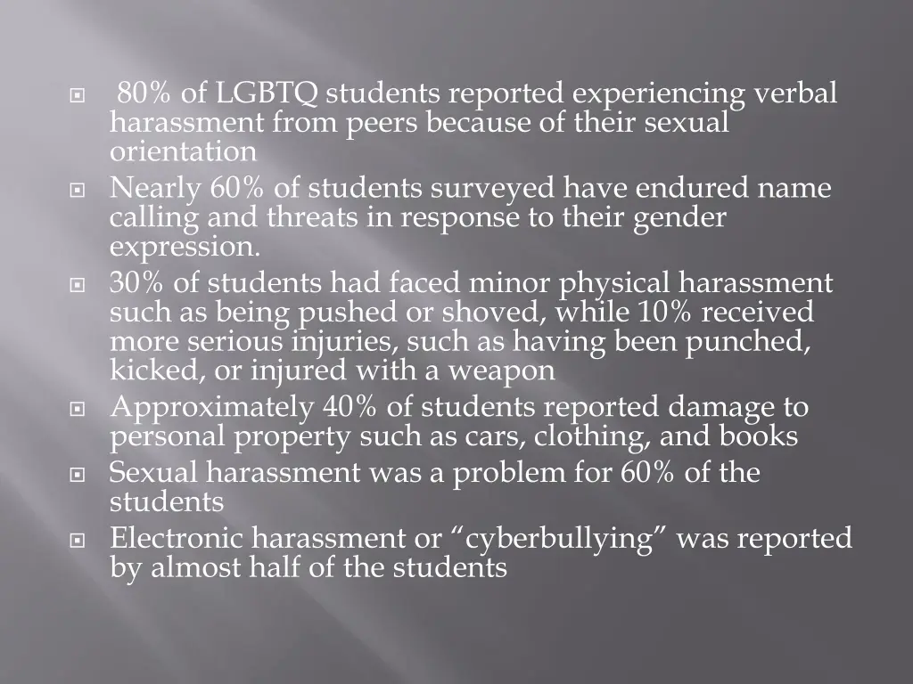 80 of lgbtq students reported experiencing verbal