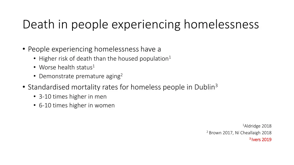 death in people experiencing homelessness