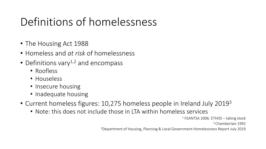 definitions of homelessness