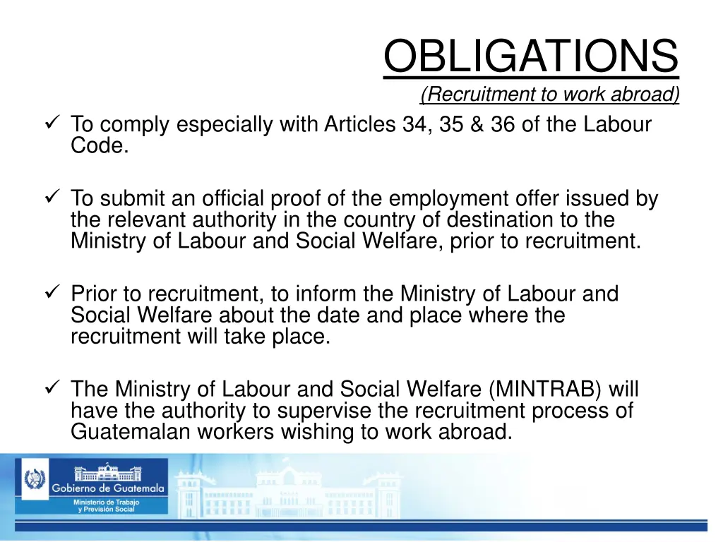 obligations recruitment to work abroad