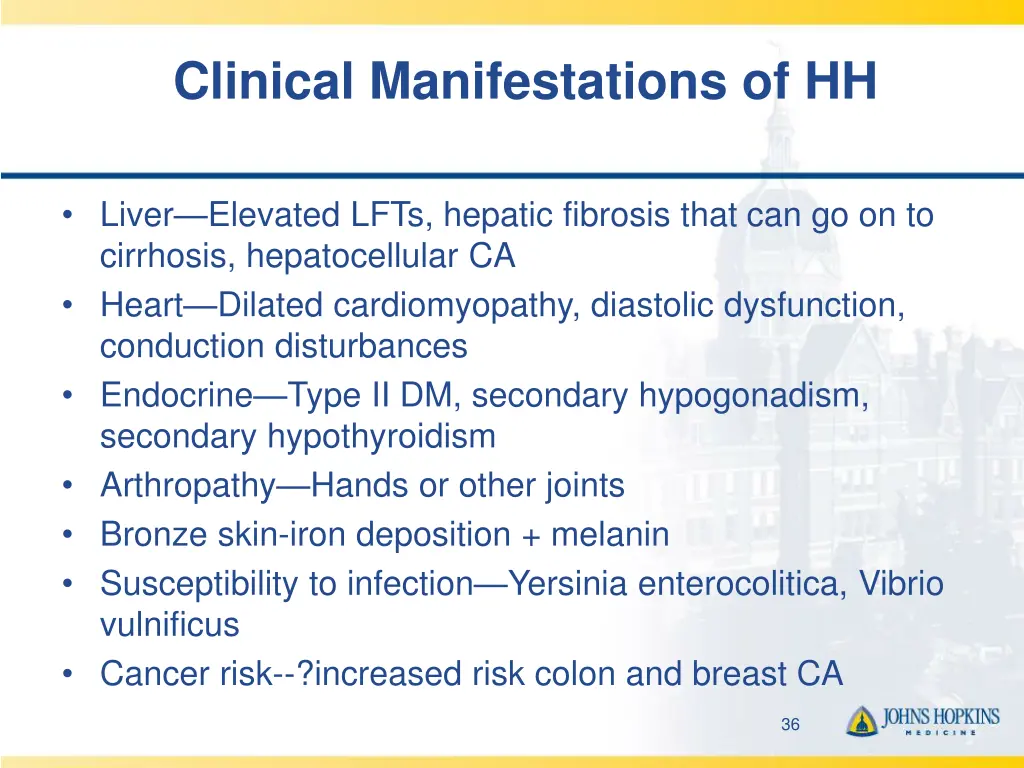 clinical manifestations of hh