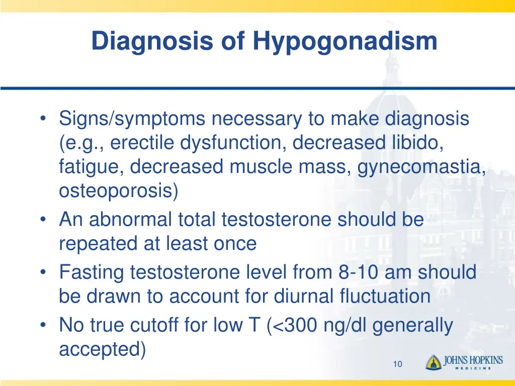 diagnosis of hypogonadism