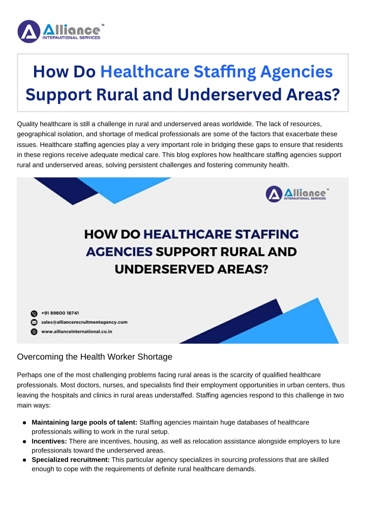 how do healthcare sta ng agencies support rural