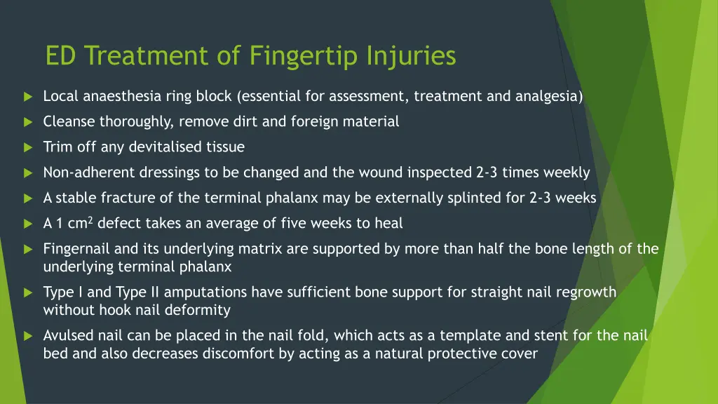 ed treatment of fingertip injuries