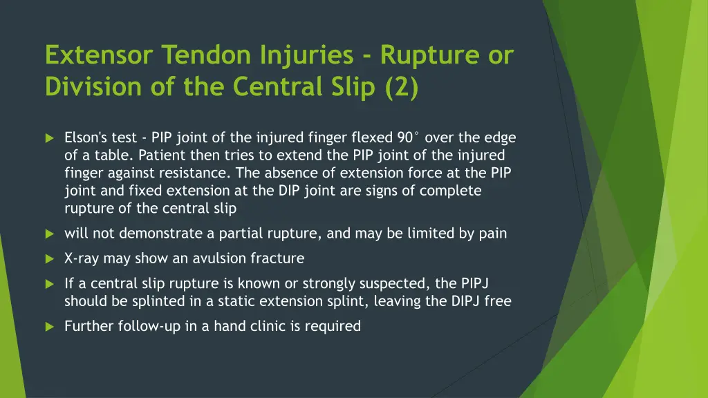 extensor tendon injuries rupture or division 2