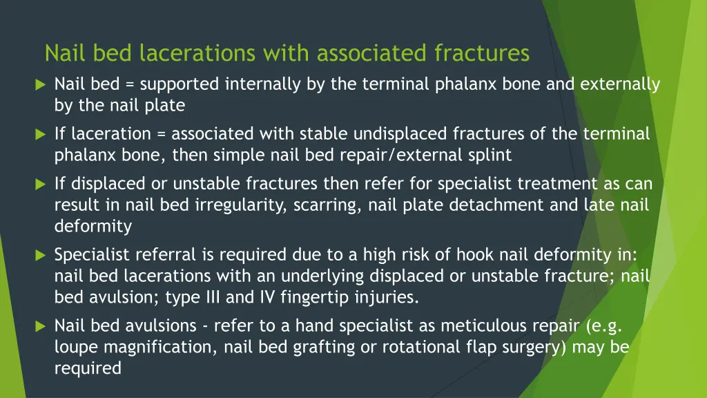 nail bed lacerations with associated fractures