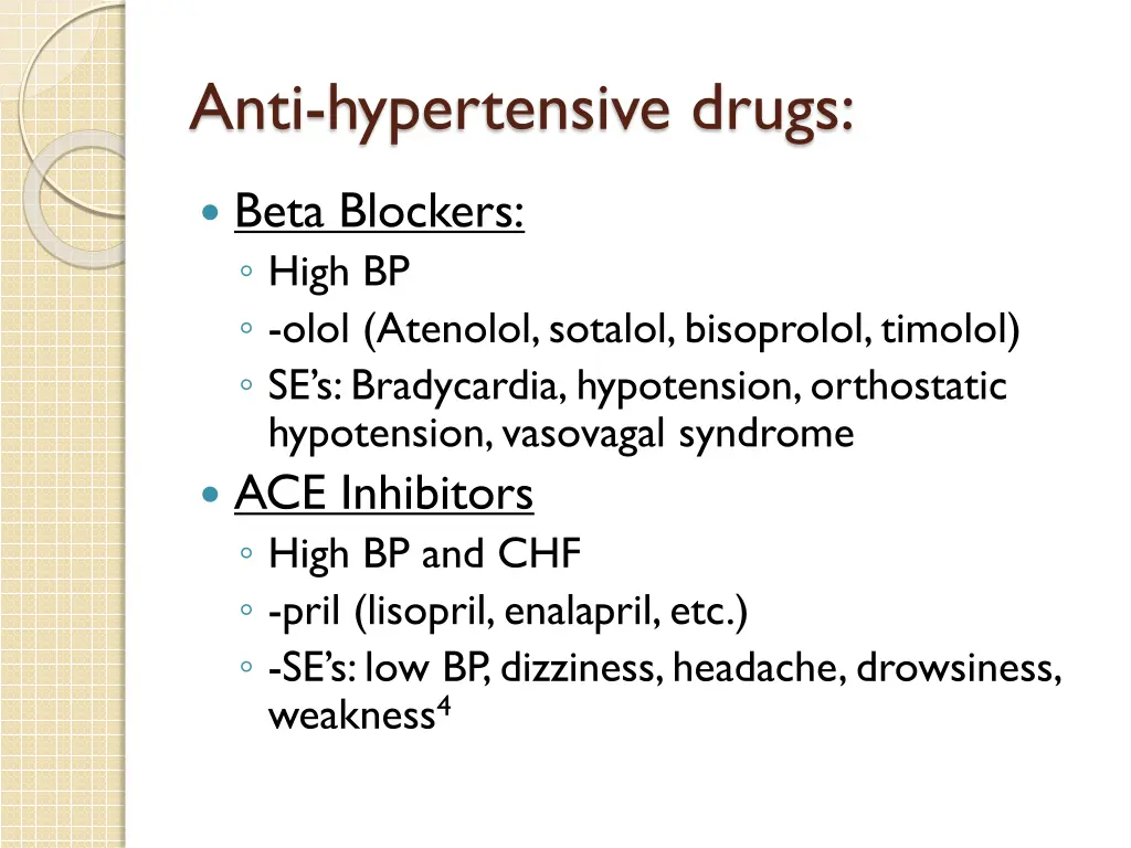 anti hypertensive drugs