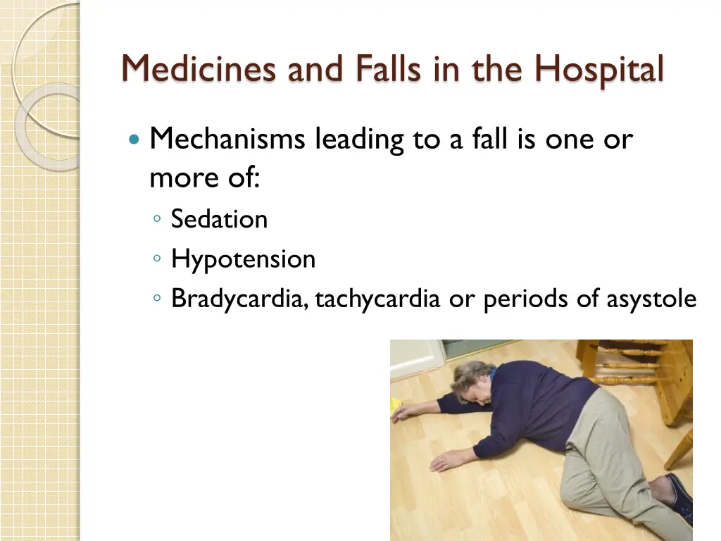 medicines and falls in the hospital