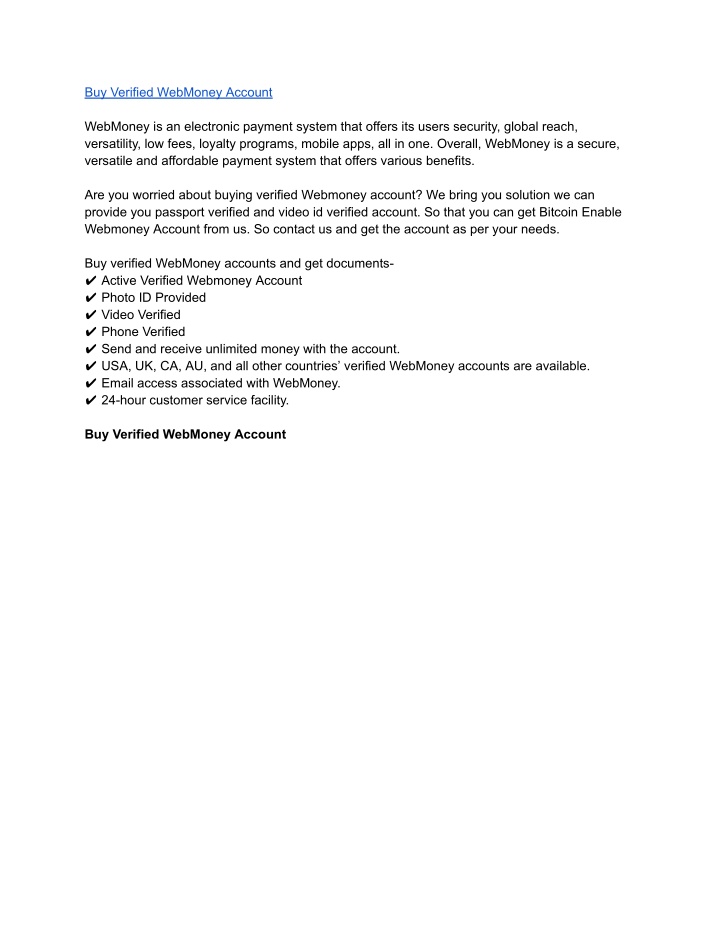 buy verified webmoney account
