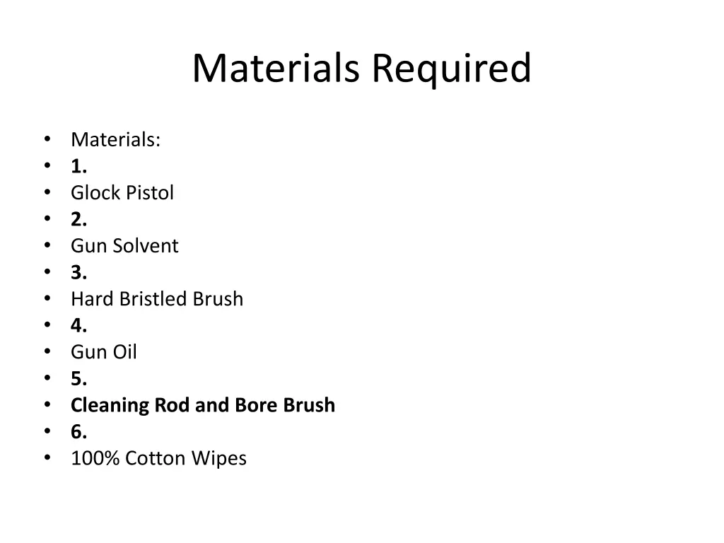 materials required