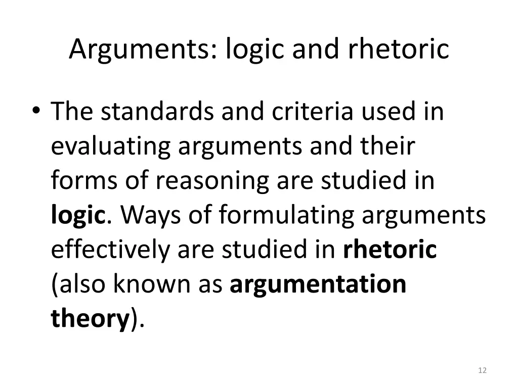 arguments logic and rhetoric