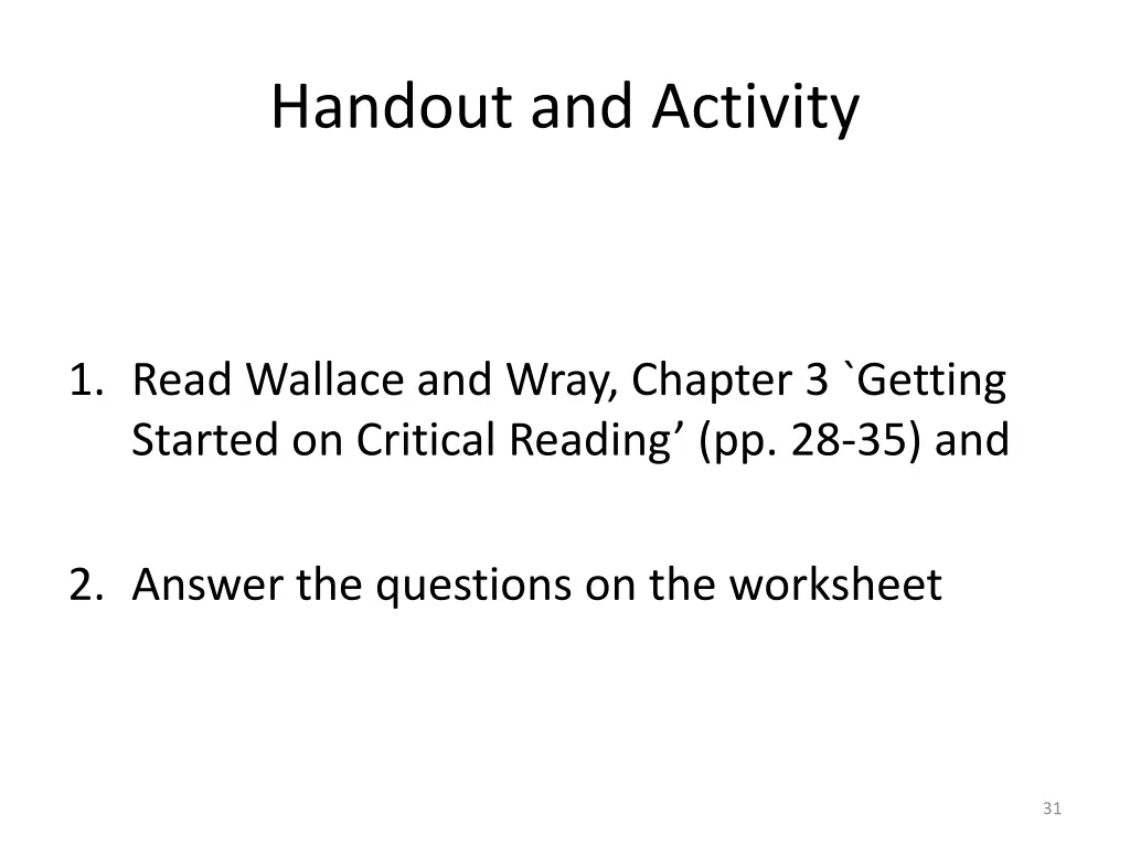 handout and activity