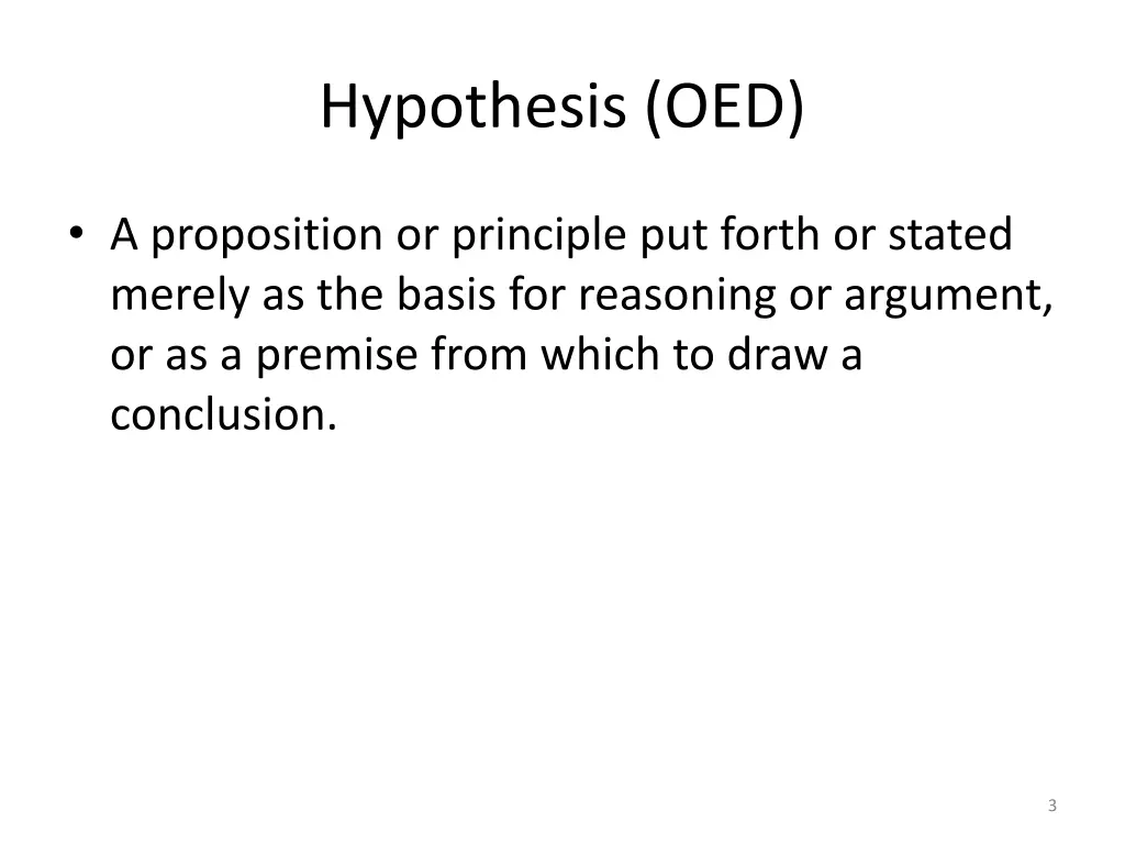 hypothesis oed