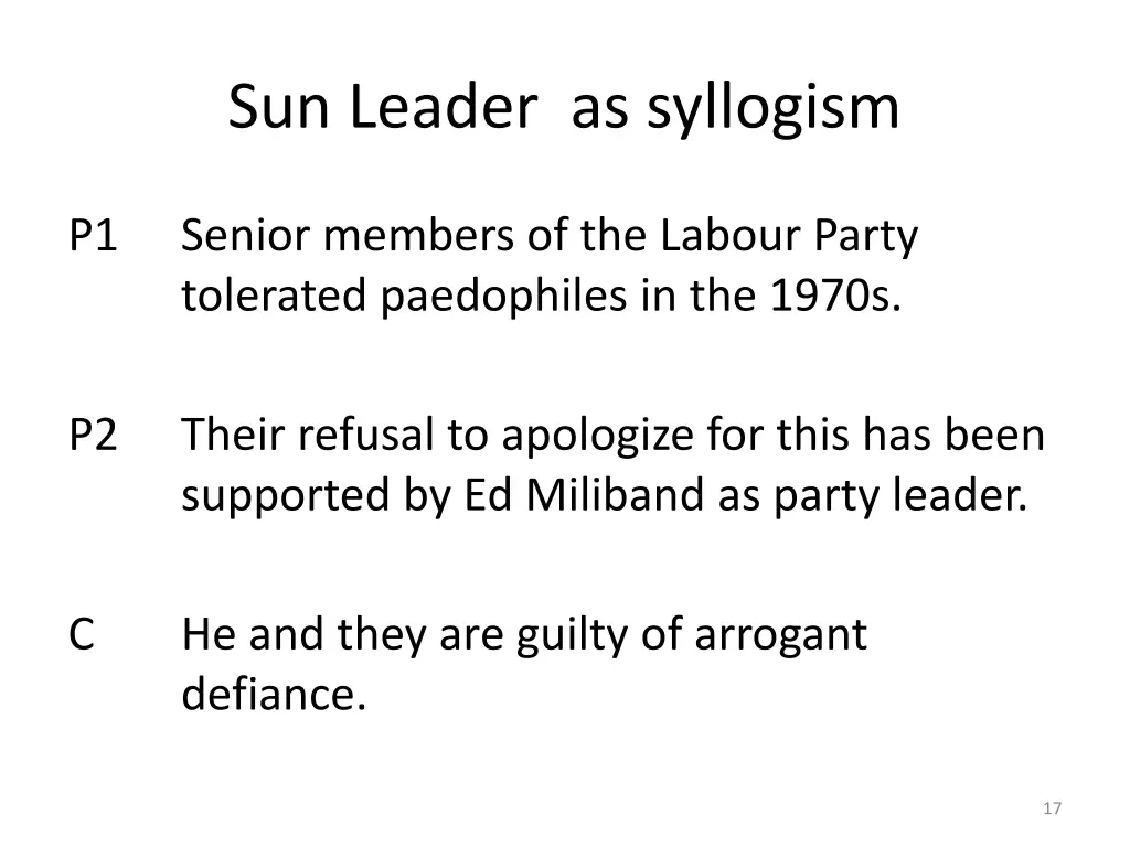 sun leader as syllogism