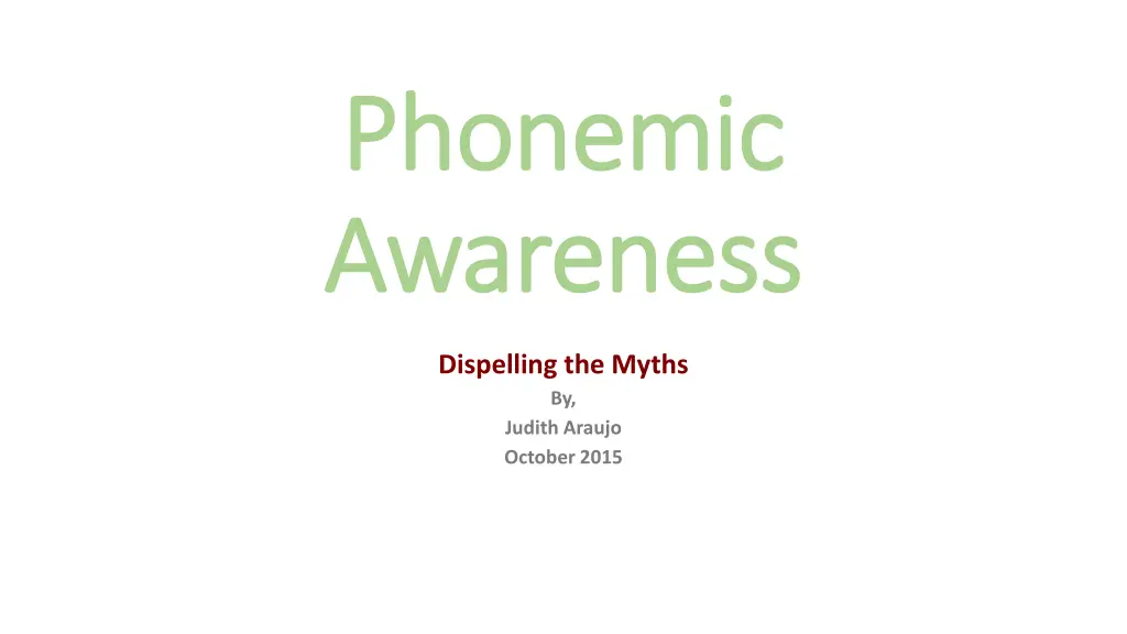 phonemic phonemic awareness awareness