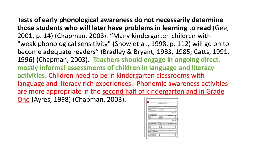 tests of early phonological awareness