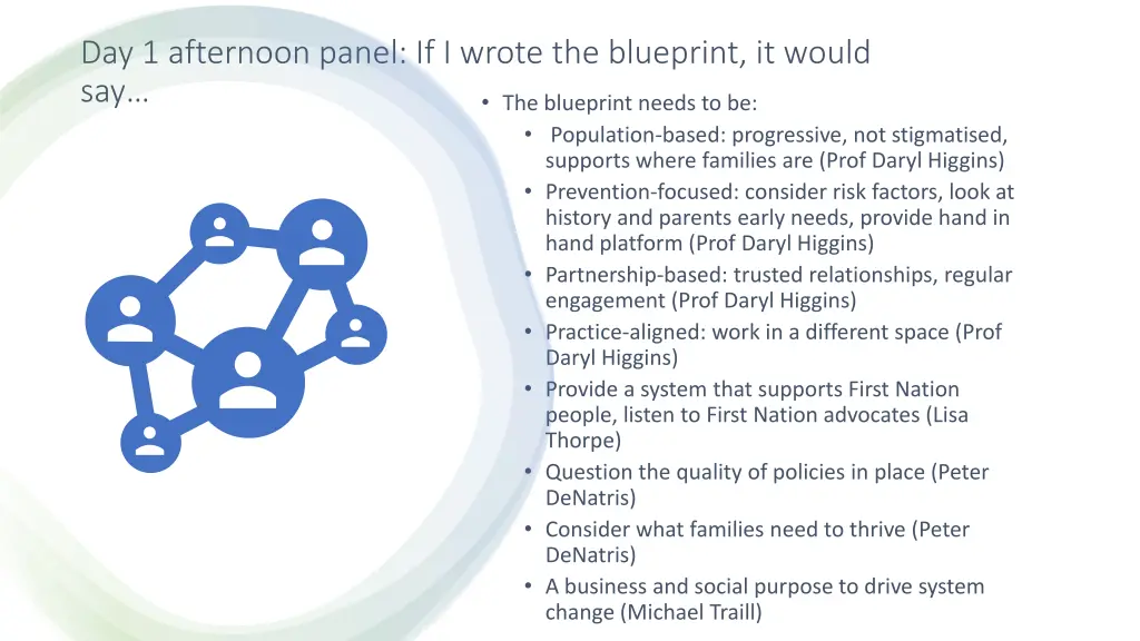 day 1 afternoon panel if i wrote the blueprint