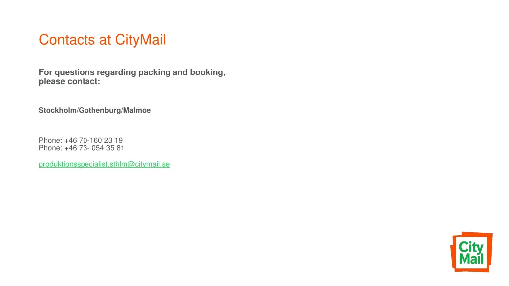 contacts at citymail