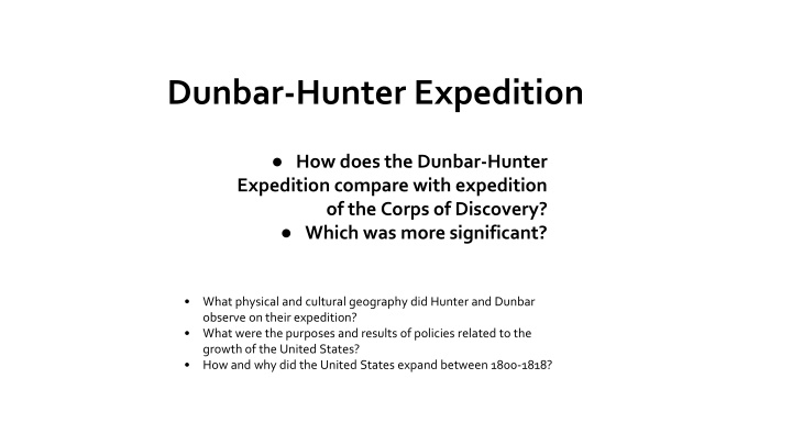 dunbar hunter expedition