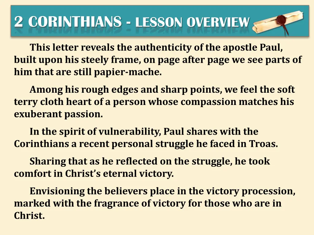 2 corinthians lesson overview 1