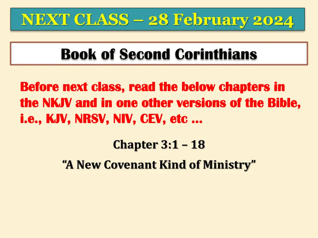 next class 28 february 2024