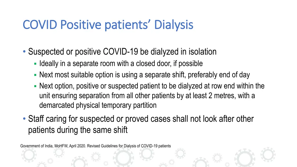 covid positive patients dialysis covid positive