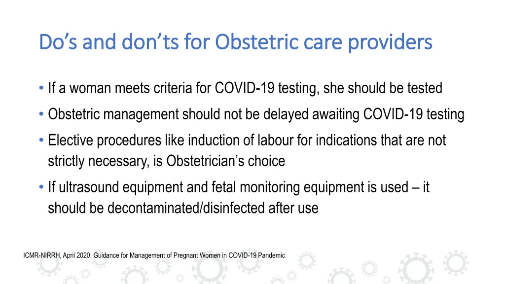 do s and don ts for obstetric care providers