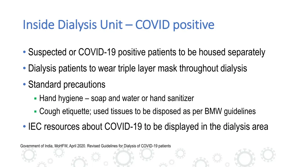 inside dialysis unit inside dialysis unit covid