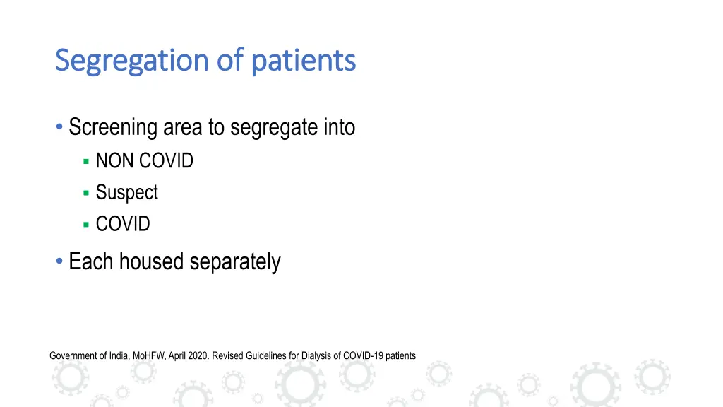 segregation of patients segregation of patients