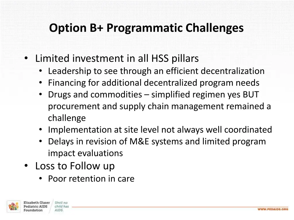 option b programmatic challenges