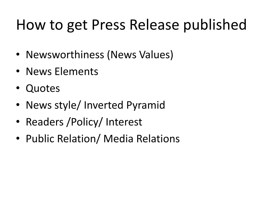 how to get press release published