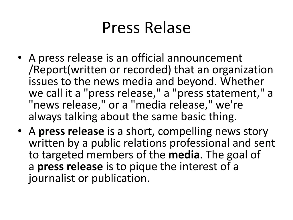 press relase