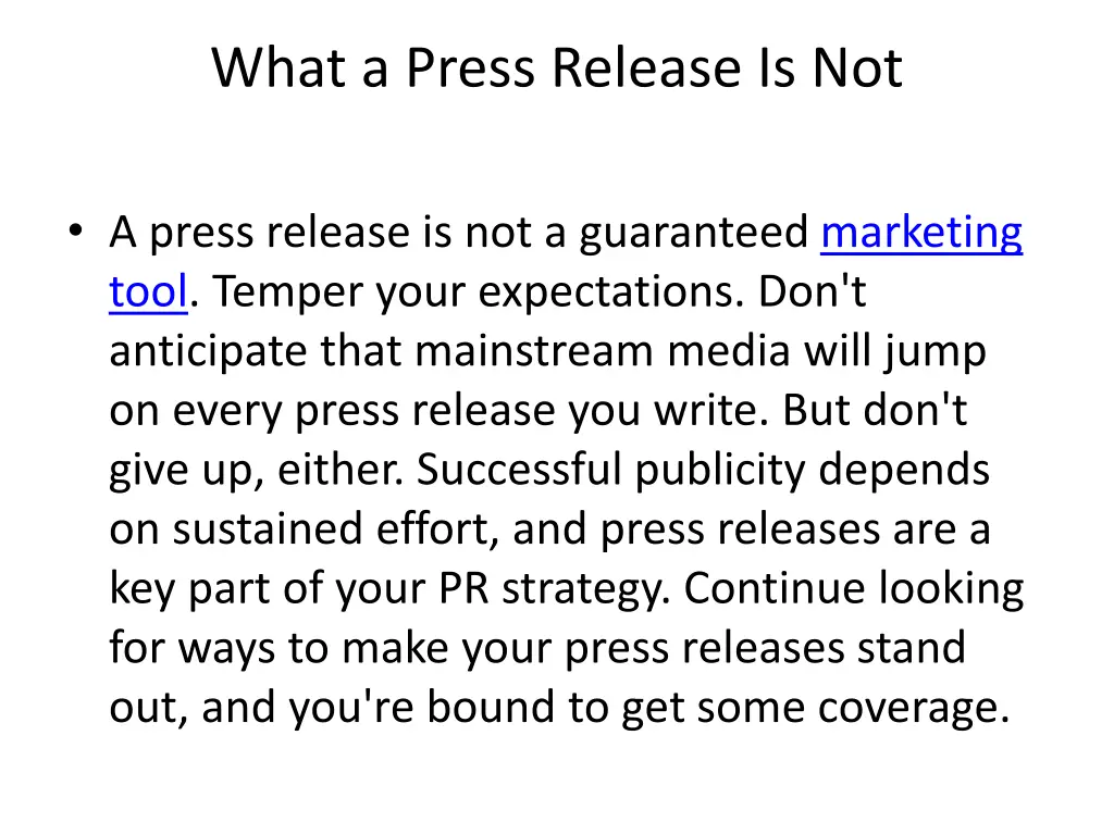 what a press release is not