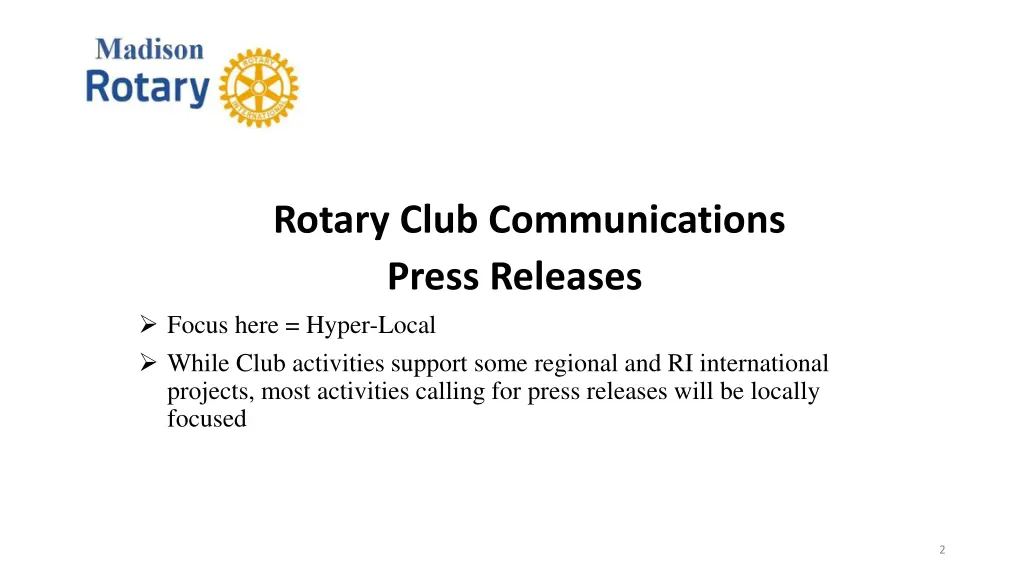 rotary club communications press releases focus