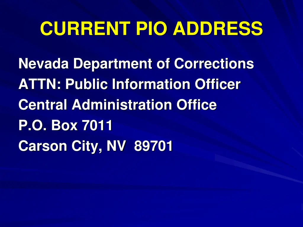 current pio address