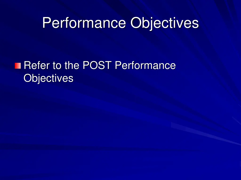 performance objectives