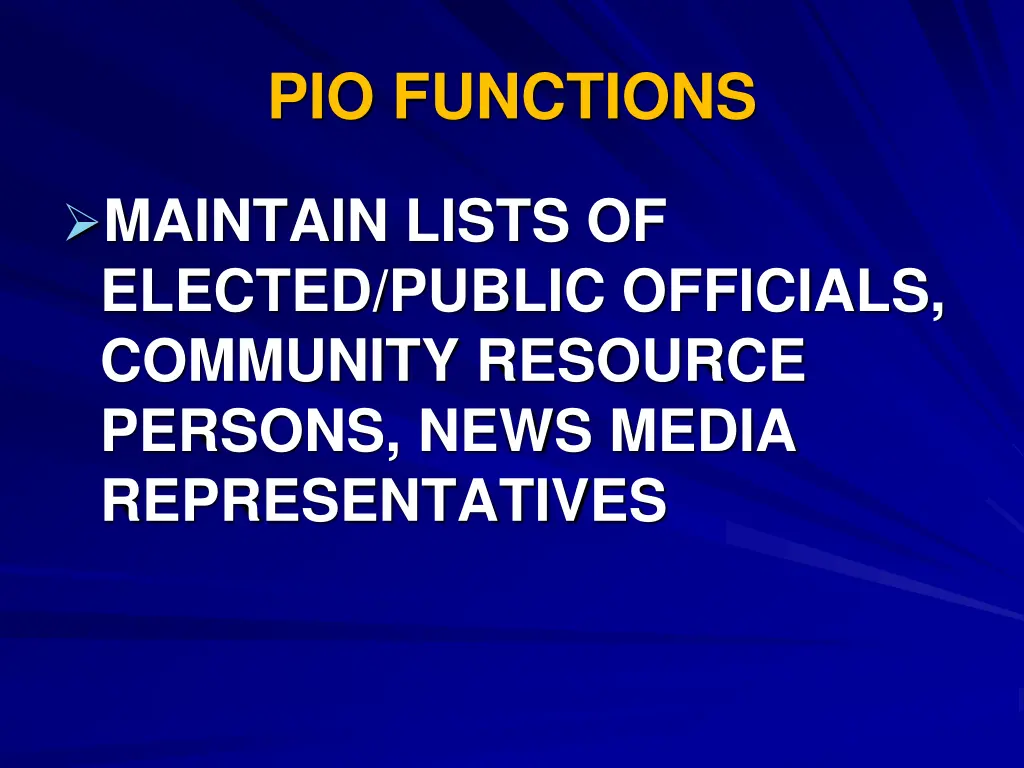 pio functions 2