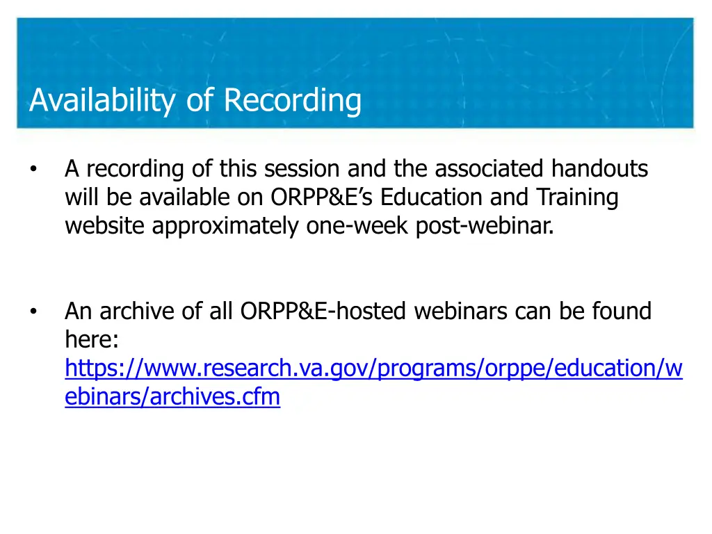 availability of recording